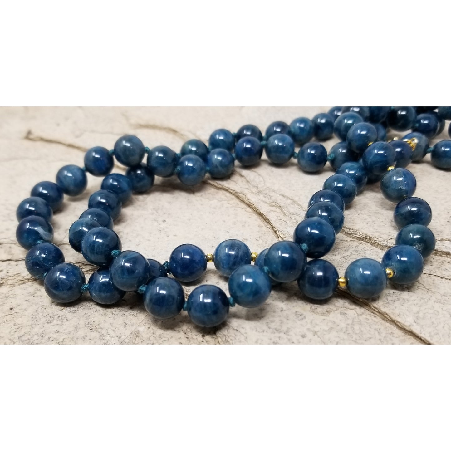 Cat's Eye Apatite & 18kt Long Beaded Gemstone Necklace