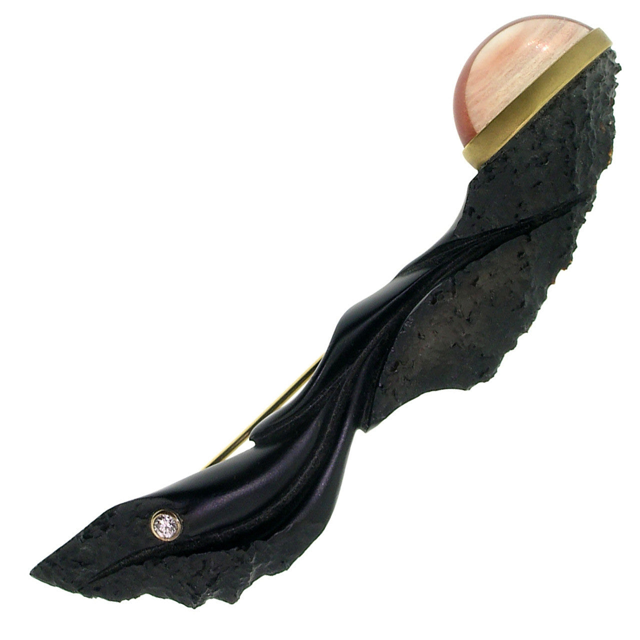 Oregon Sunstone & Steve Walters Carved Chalcedony 18kt Pendant Enhancer & Brooch Pin made in USA for Cynthia Scott Jewelry