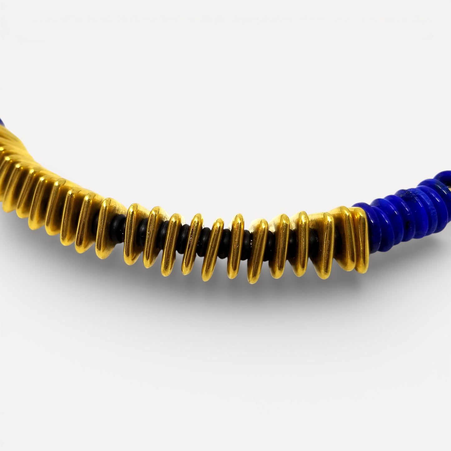 Lapis, 18kt, and 20kt Convertible Beaded Gem Necklace by ART Guyon for Cynthia Scott Jewelry.
