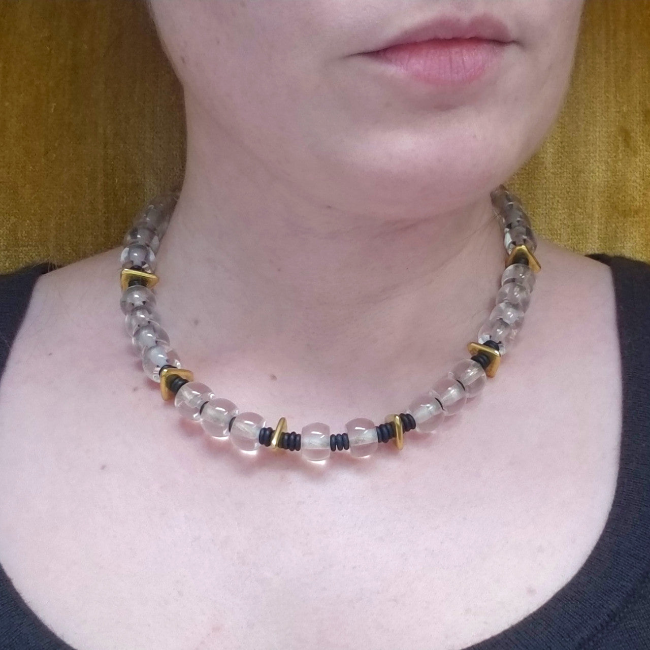 Rock Crystal, 18kt & 20kt Convertible Necklace made in USA by ART Guyon