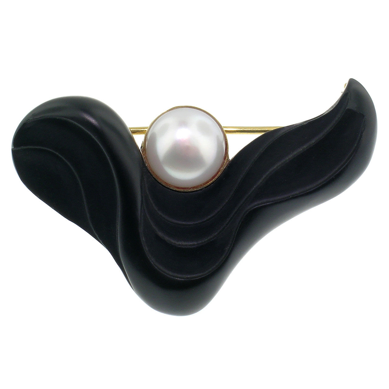 Steve Walters Carved Chalcedony and Pearl 18kt Pendant & Brooch made in USA by ART Guyon for Cynthia Scott Jewelry