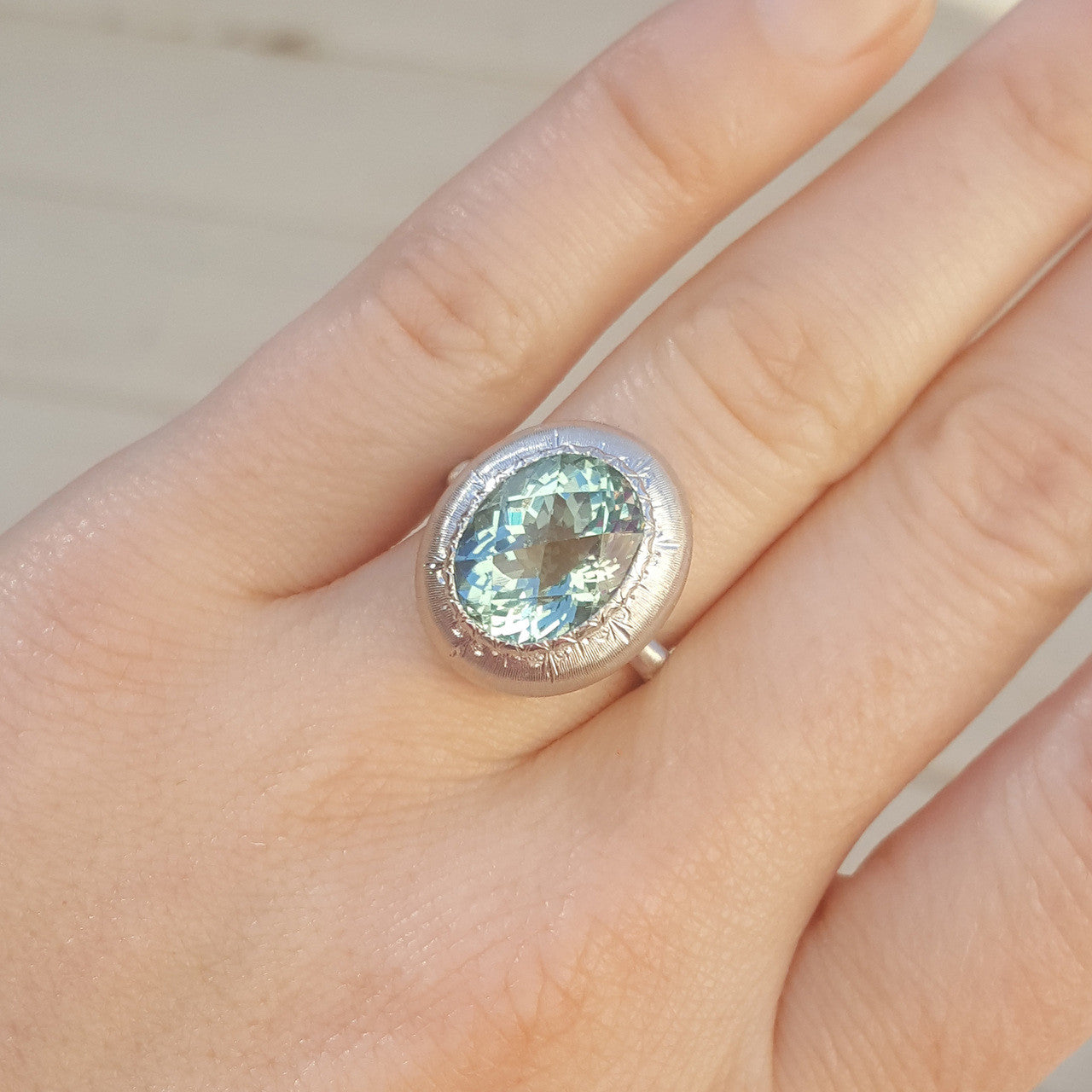Aquamarine 18kt Bianca Ring made in Florence, Italy by Cynthia Scott Jewelry
