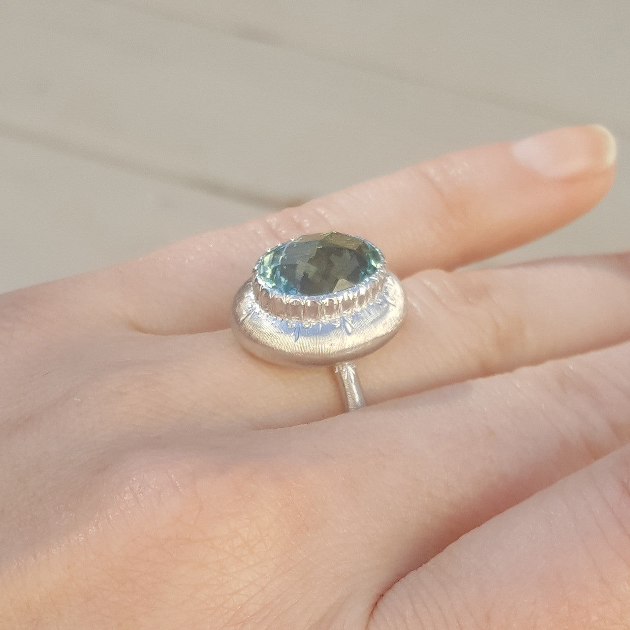 Aquamarine 18kt Bianca Ring made in Florence, Italy by Cynthia Scott Jewelry
