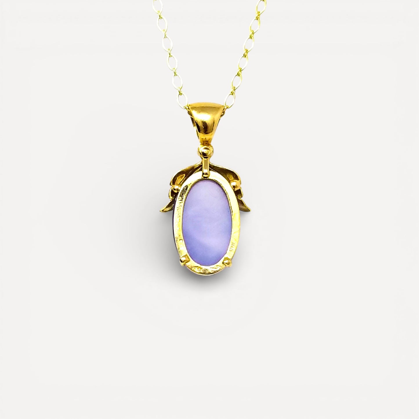 Chalcedony & 18kt Sylvia Pendant Florentine engraved in Florence, Italy by Cynthia Scott Jewelry