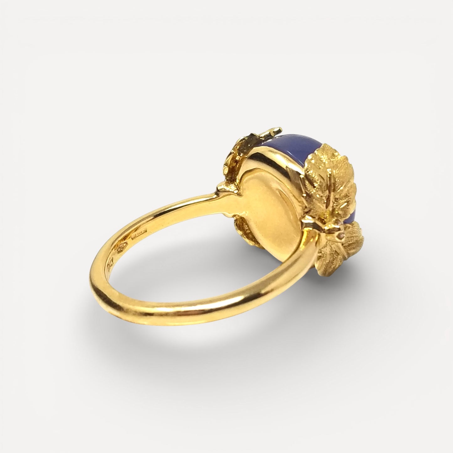 Chalcedony in 18kt Sylvia Florentine Engraved Ring made in Florence, Italy by Cynthia Scott Jewelry.