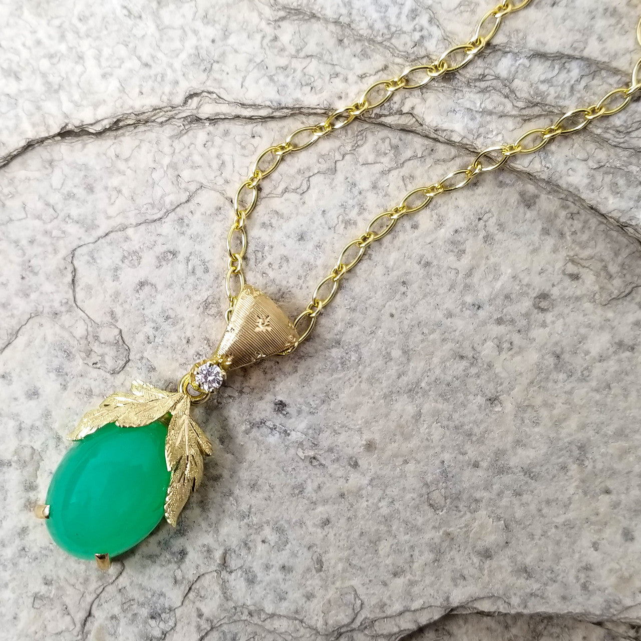 Chrysoprase 18kt Sylvia Pendant made in Florence, Italy by Cynthia Scott Jewelry