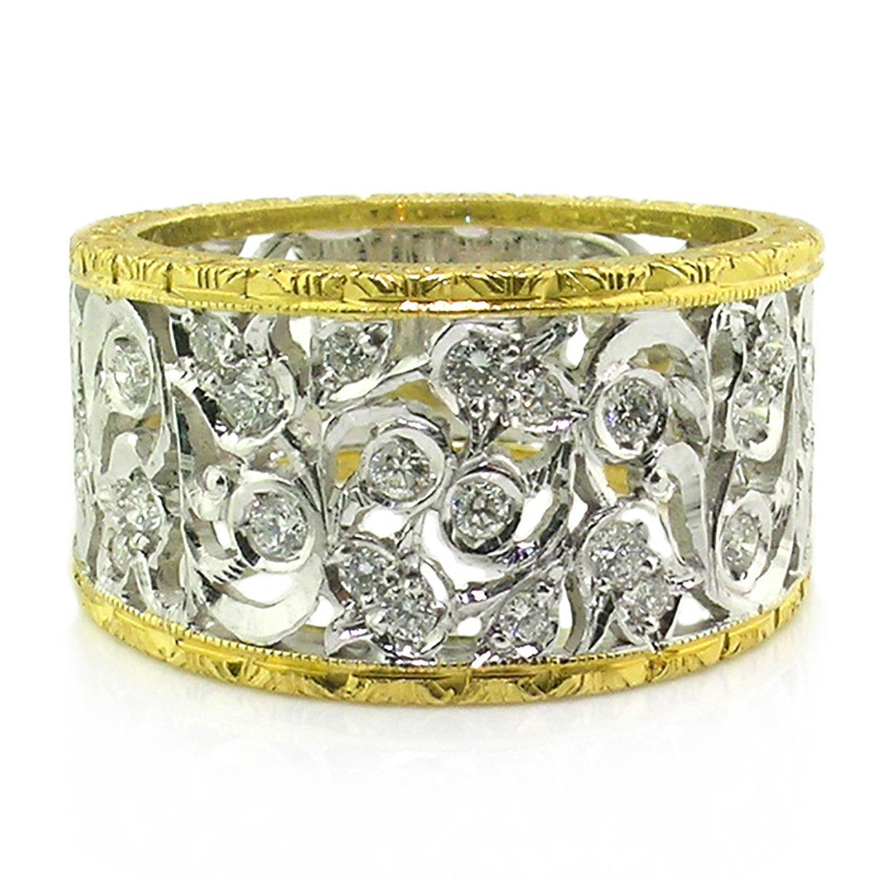Sofia Florentine Engraved Diamond Band made in Italy for Cynthia Scott Jewelry
