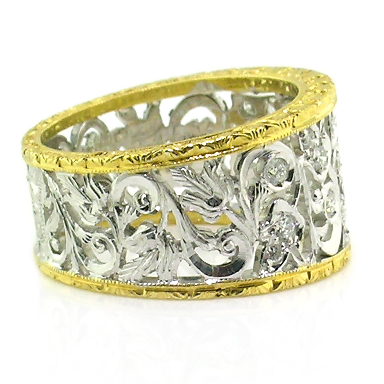 Sofia Florentine Engraved Diamond Band made in Italy for Cynthia Scott Jewelry