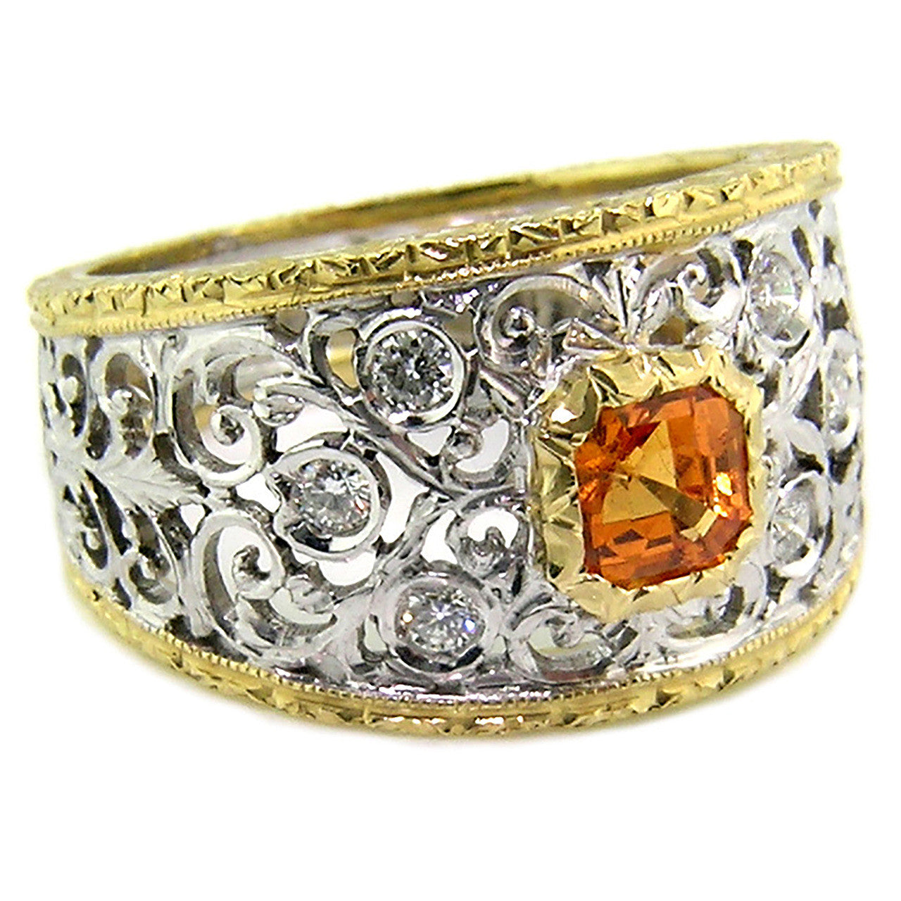 Mandarin Garnet 18kt Contessa Ring made in Florence, Italy by Cynthia Scott Jewelry