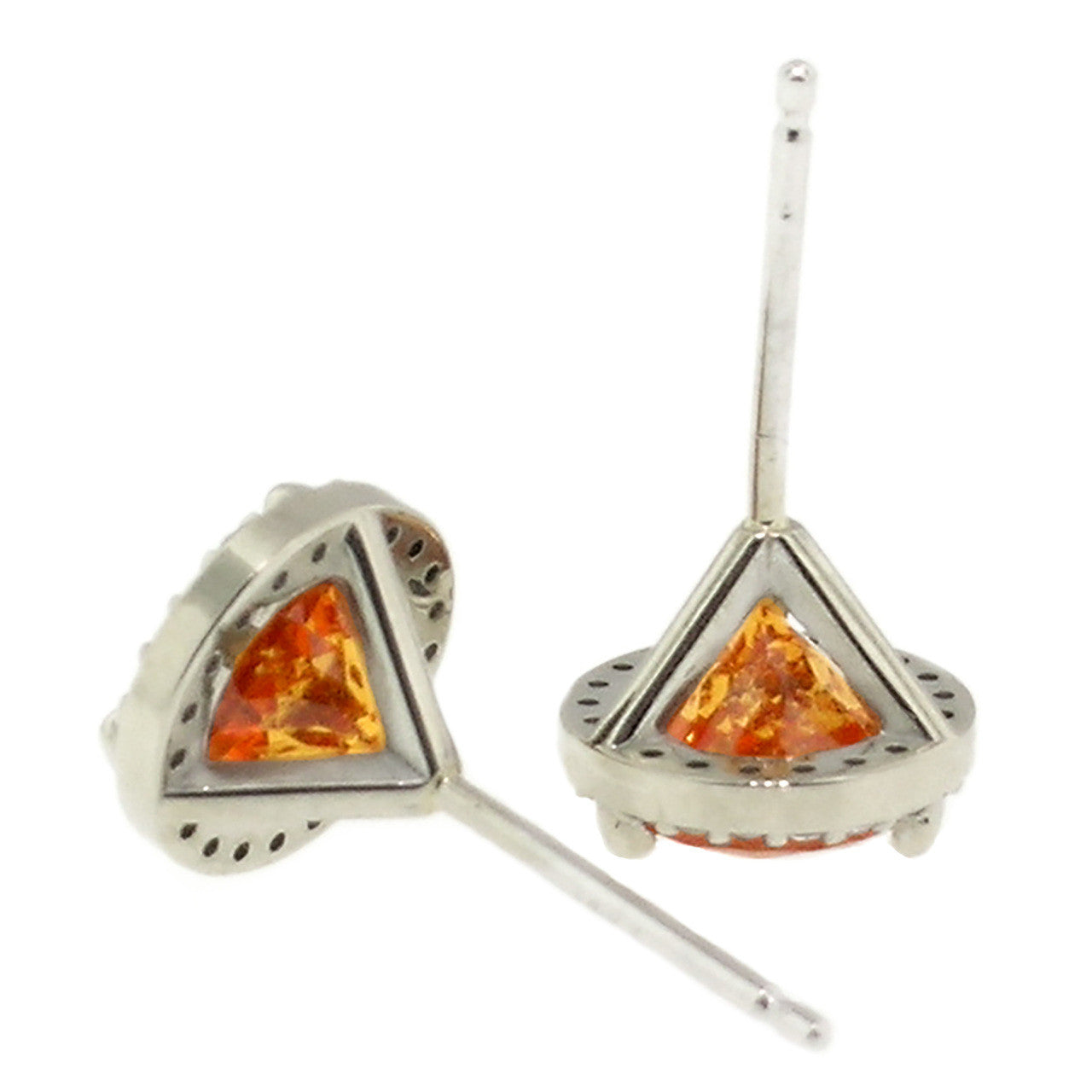 Mandarin Garnet Diamond 18kt Martini Halo Earrings