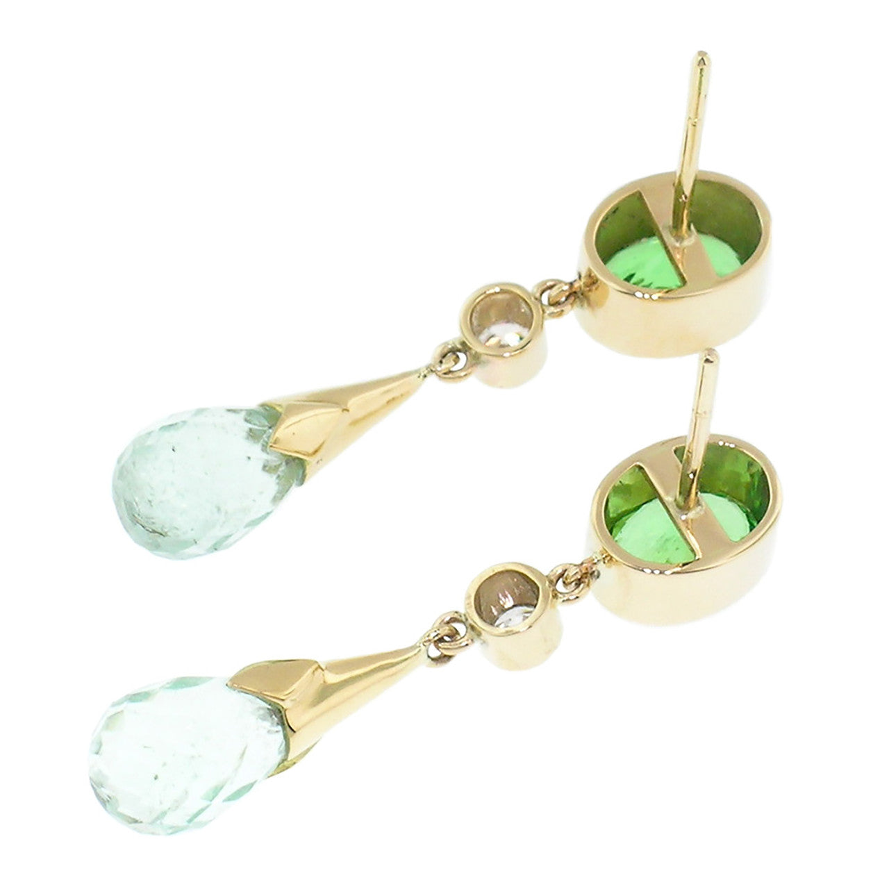 Tsavorite Garnet and Mint Tourmaline 18kt Earrings made in USA by Cynthia Scott Jewelry
