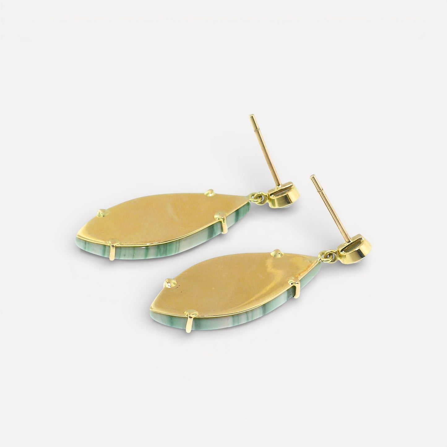 Saturn Chalcedony & Diamond 18kt Earrings made in USA by Cynthia Scott Jewelry