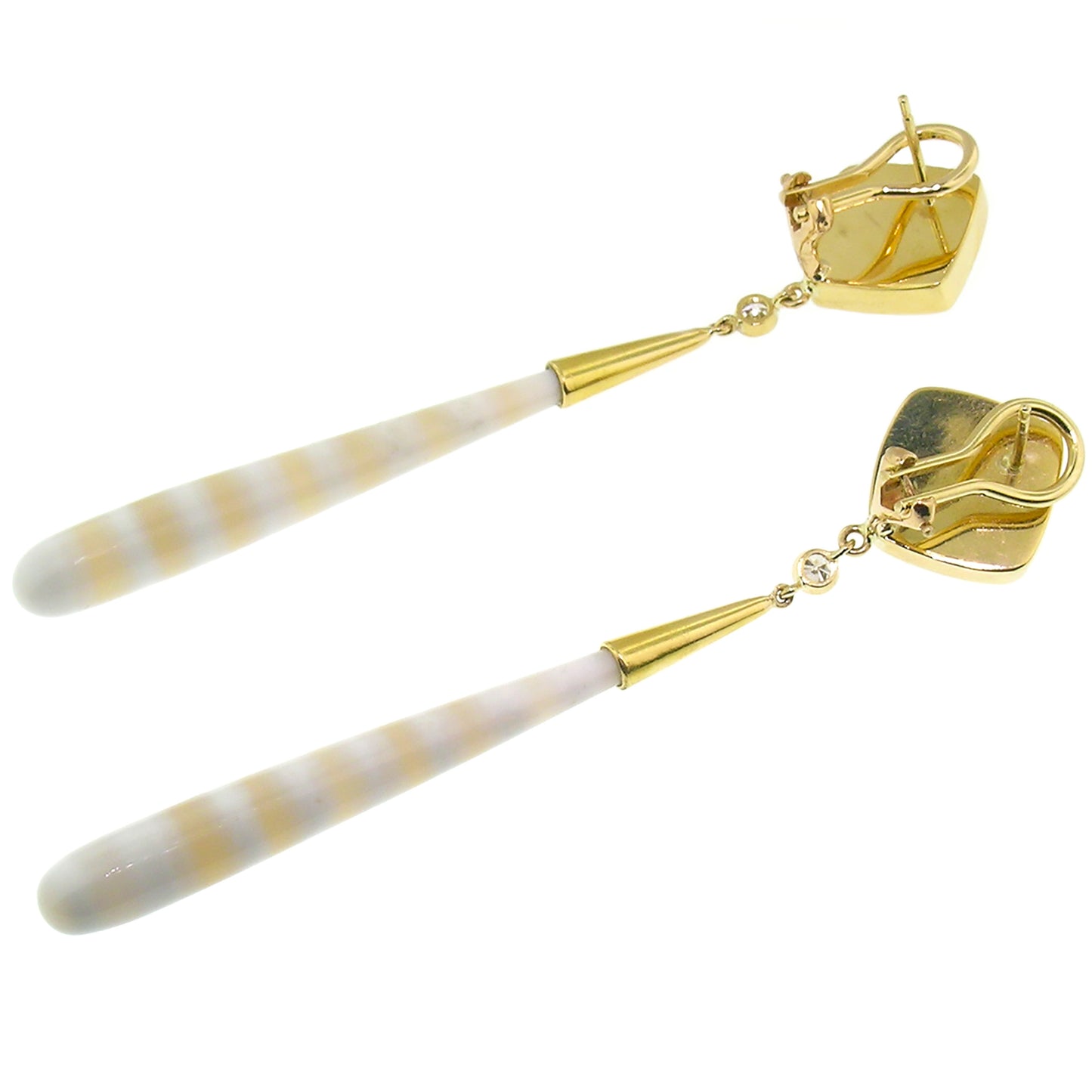 Fossil Ammonite & Agate 18kt Earrings