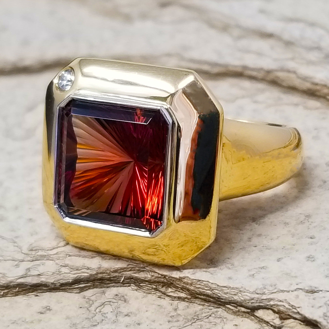 Oregon Sunstone 18kt Aphrodite Ring made in USA by Cynthia Scott Jewelry