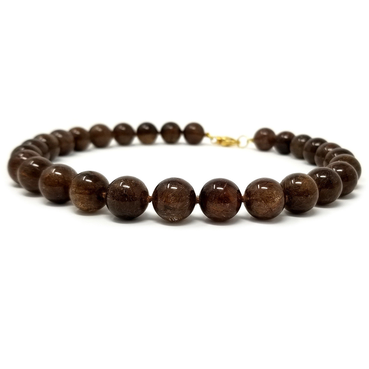 Rutilated Quartz & 18kt Beaded Necklace made in USA by Cynthia Scott Jewelry