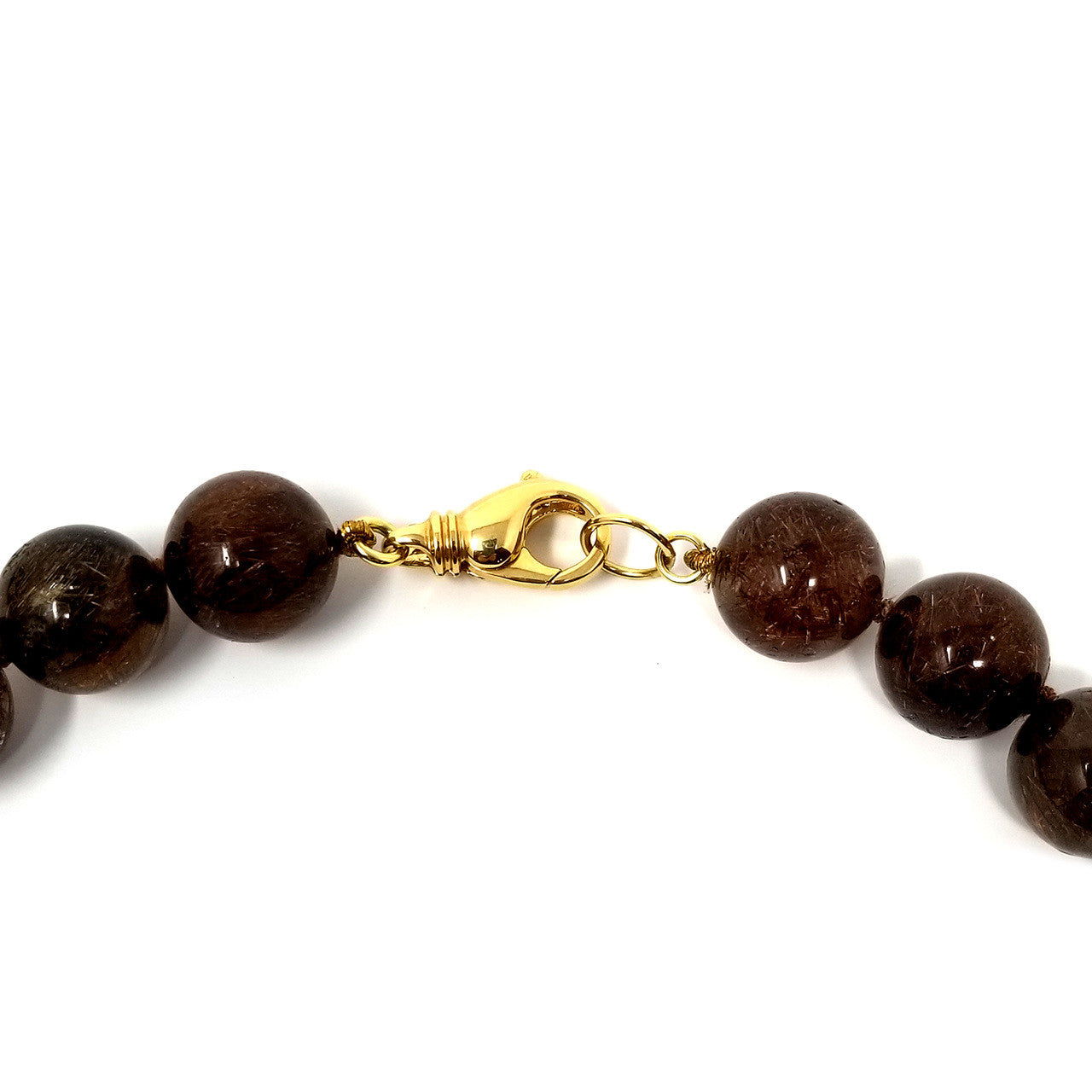 Rutilated Quartz & 18kt Beaded Necklace made in USA by Cynthia Scott Jewelry