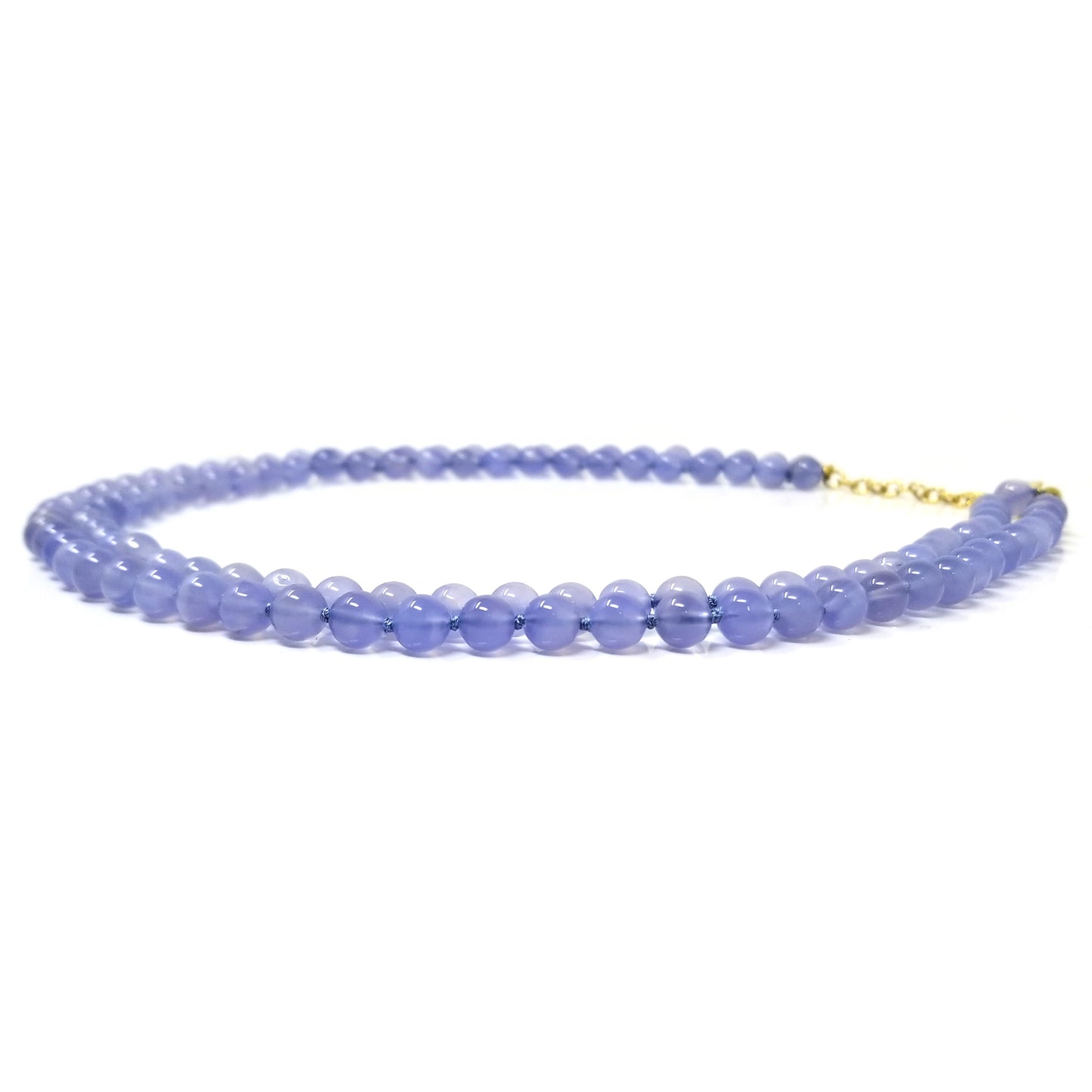 Chalcedony & 18kt Beaded Gemstone Necklace