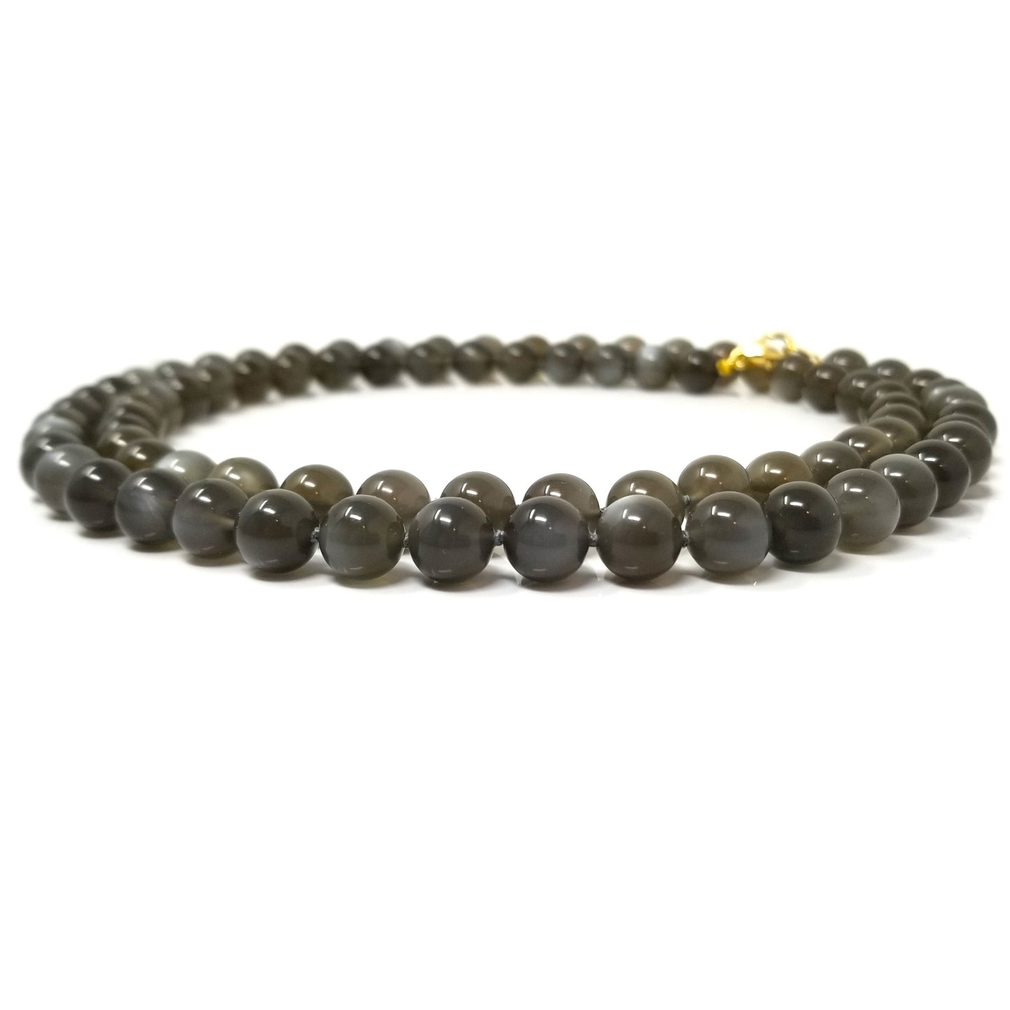 Gray Moonstone & 18kt Long Beaded Gemstone Necklace