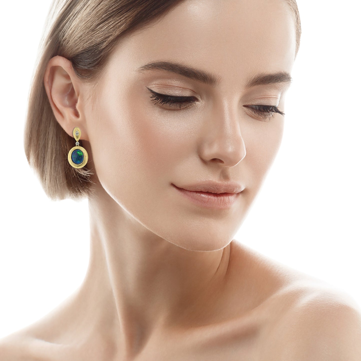 Australian Black Opal 18kt Bianca Earrings