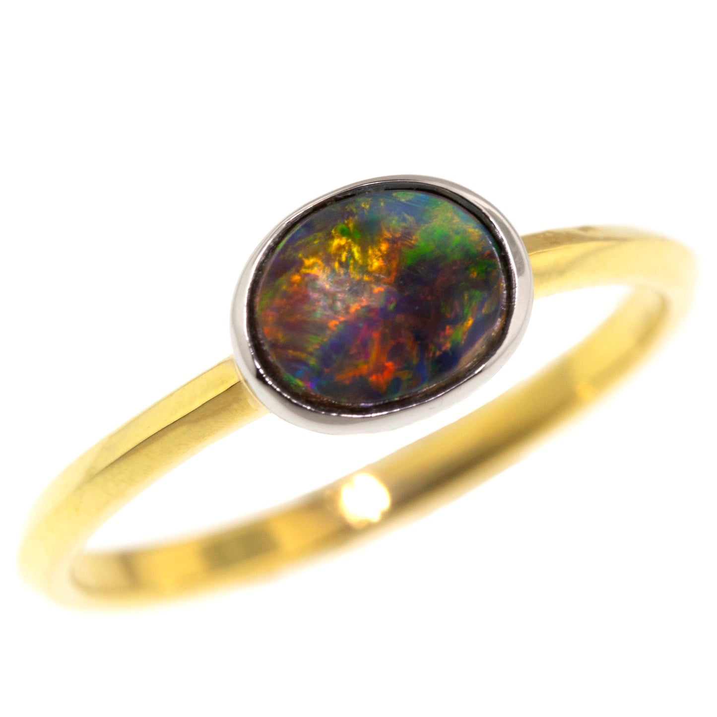Australian Black Opal 18kt & Platinum Paloma Ring