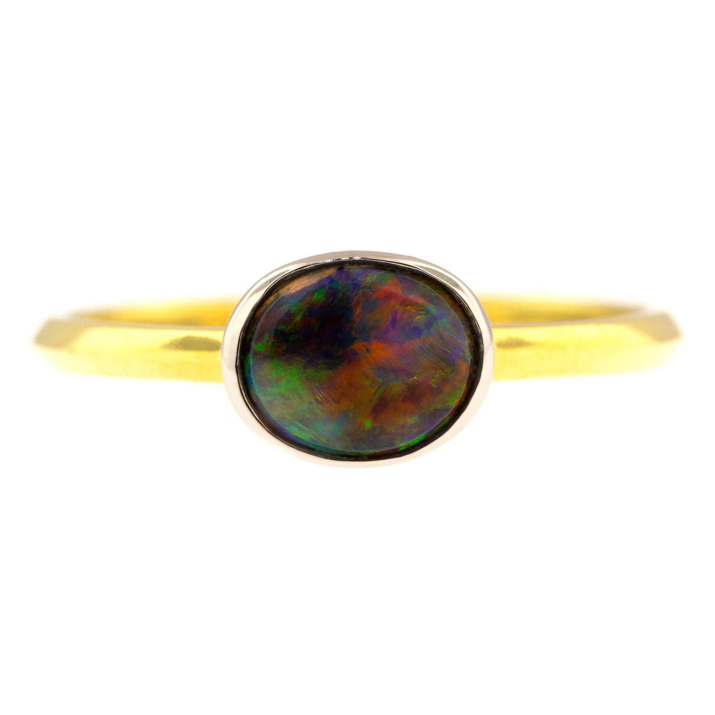 Australian Black Opal 18kt & Platinum Paloma Ring