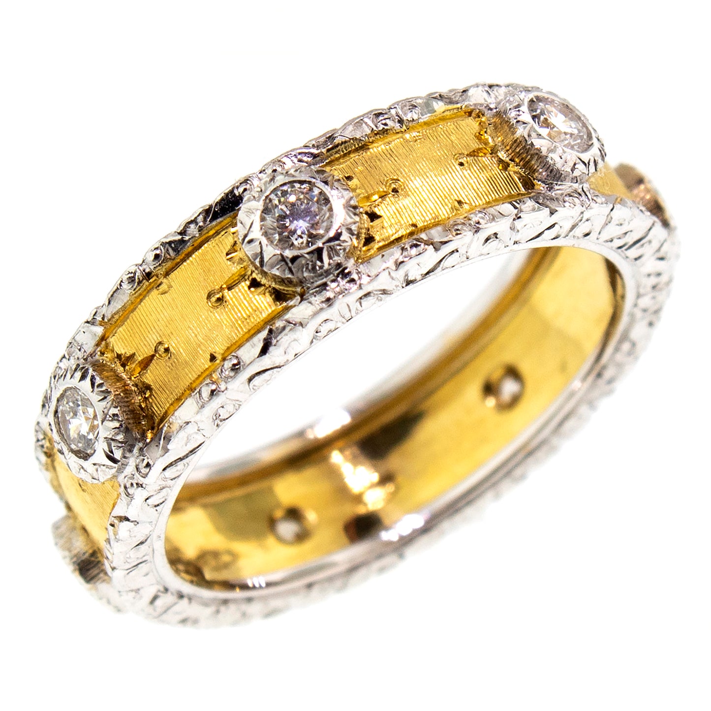 Florentine Engraved Rosa Diamond Band