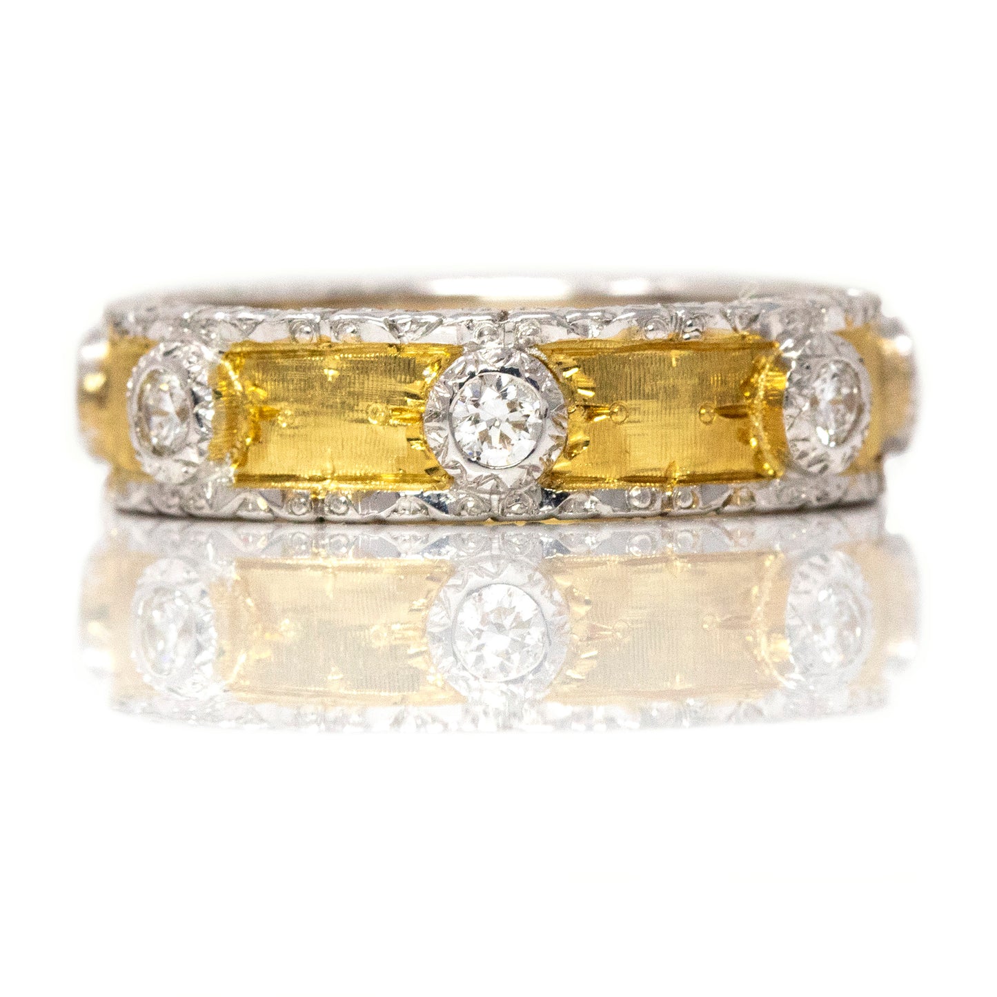 Florentine Engraved Rosa Diamond Band