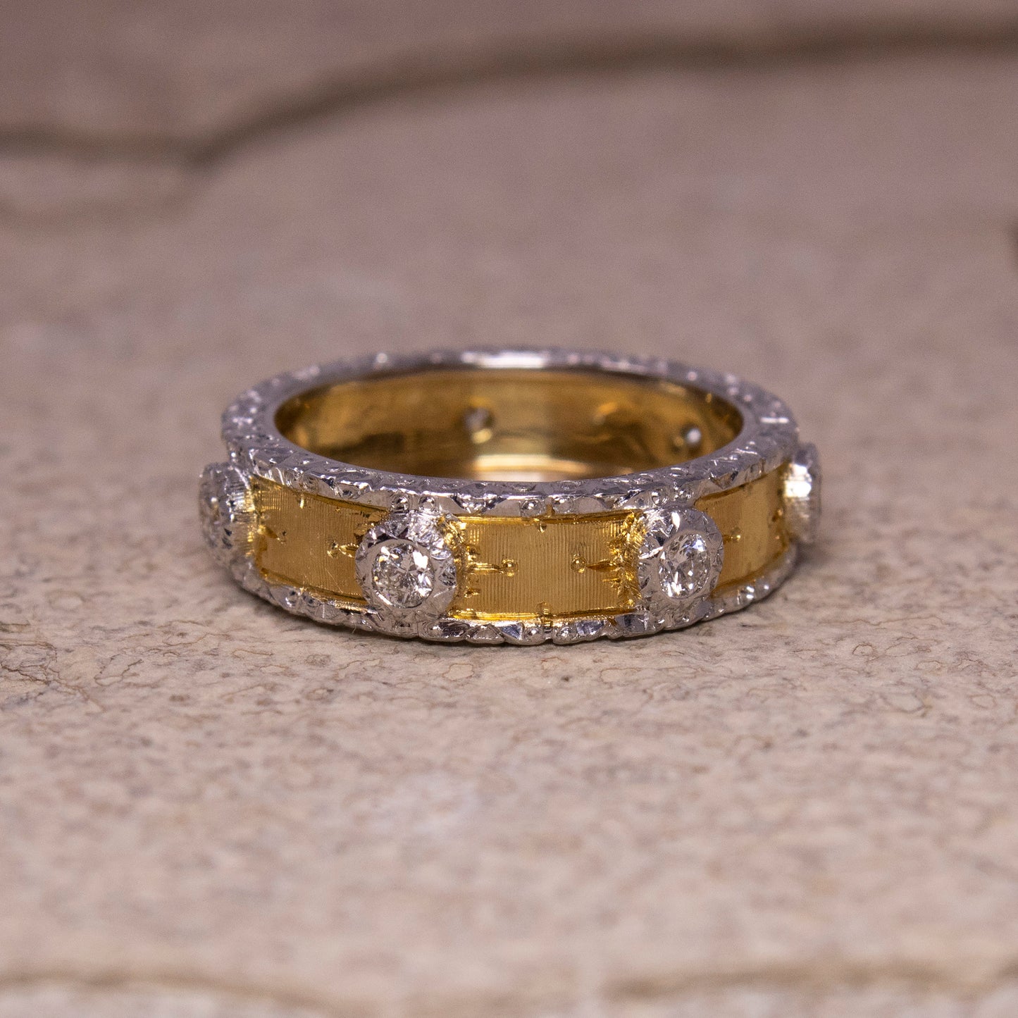 Florentine Engraved Rosa Diamond Band