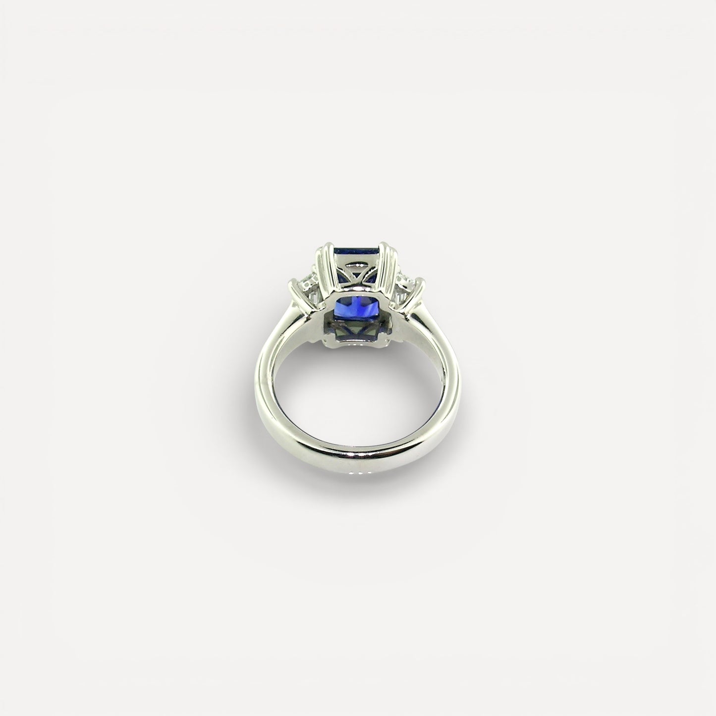 Royal Blue Sapphire & Diamond Platinum Ring made in USA by Cynthia Scott Jewelry.