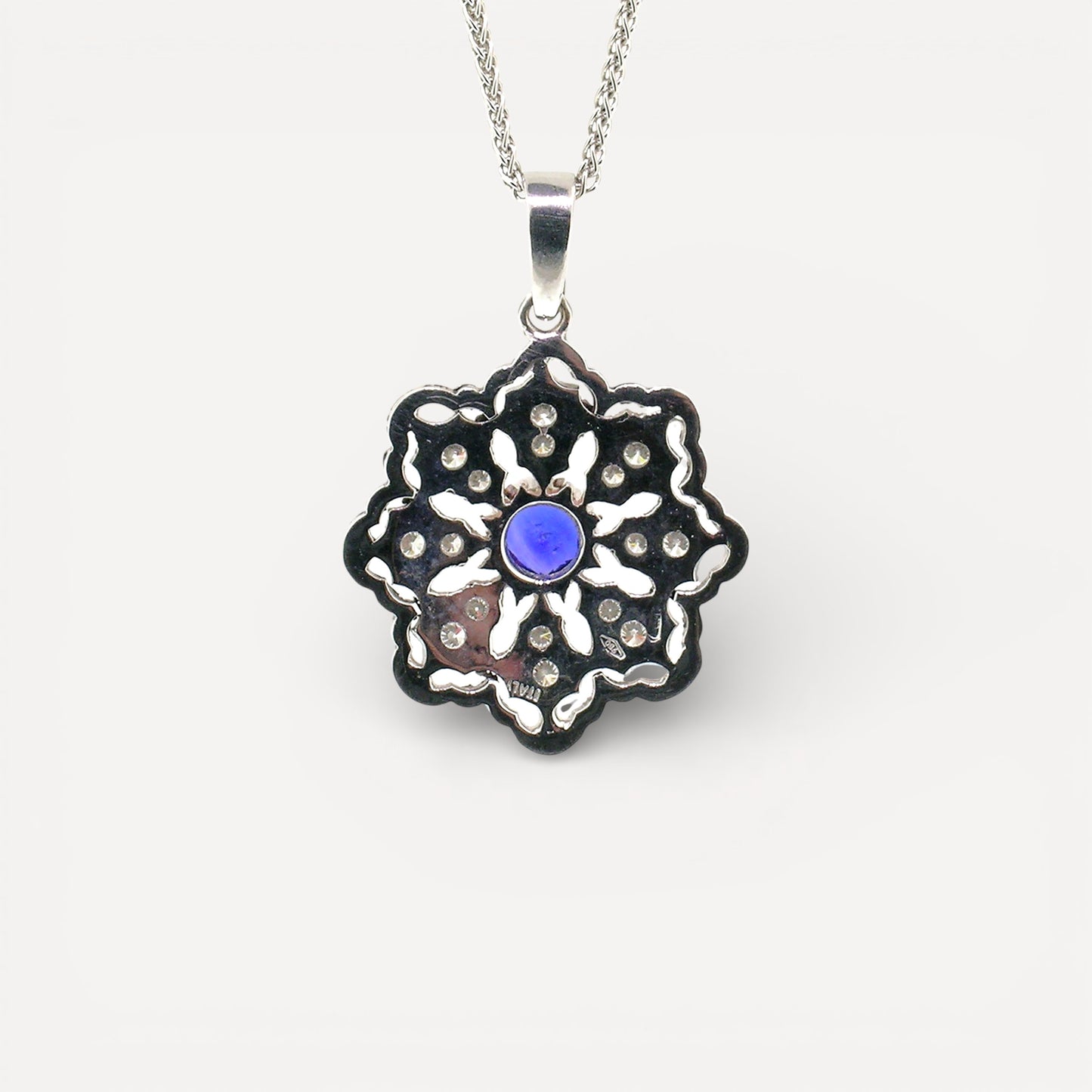 Ceylon Sapphire Diamond Snowflake Pendant