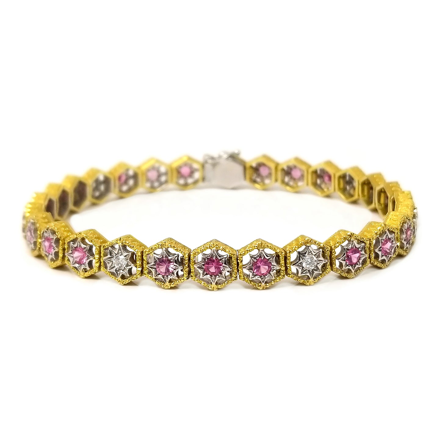 Mahenge Spinel & Diamond 18kt Honeycomb Bracelet