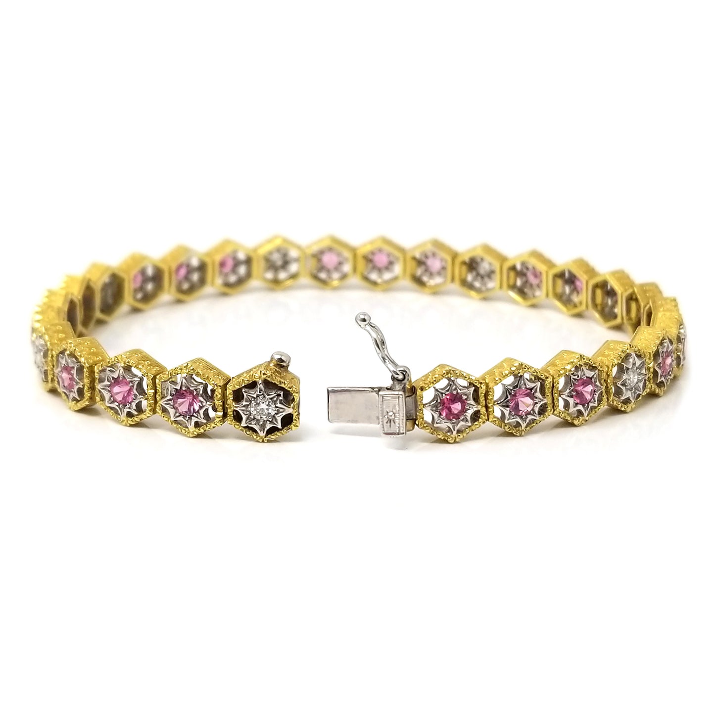 Mahenge Spinel & Diamond 18kt Honeycomb Bracelet