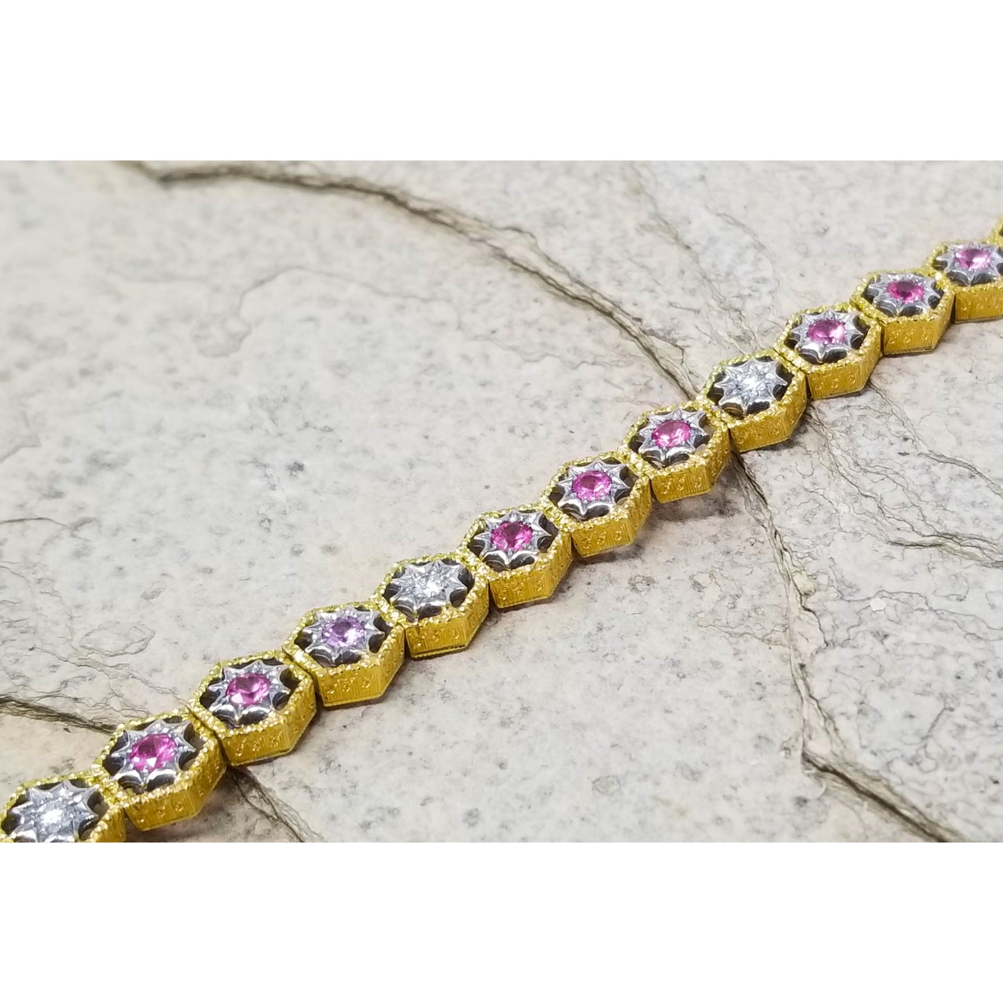 Mahenge Spinel & Diamond 18kt Honeycomb Bracelet