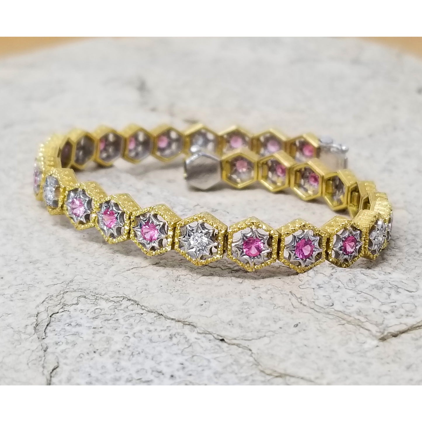 Mahenge Spinel & Diamond 18kt Honeycomb Bracelet