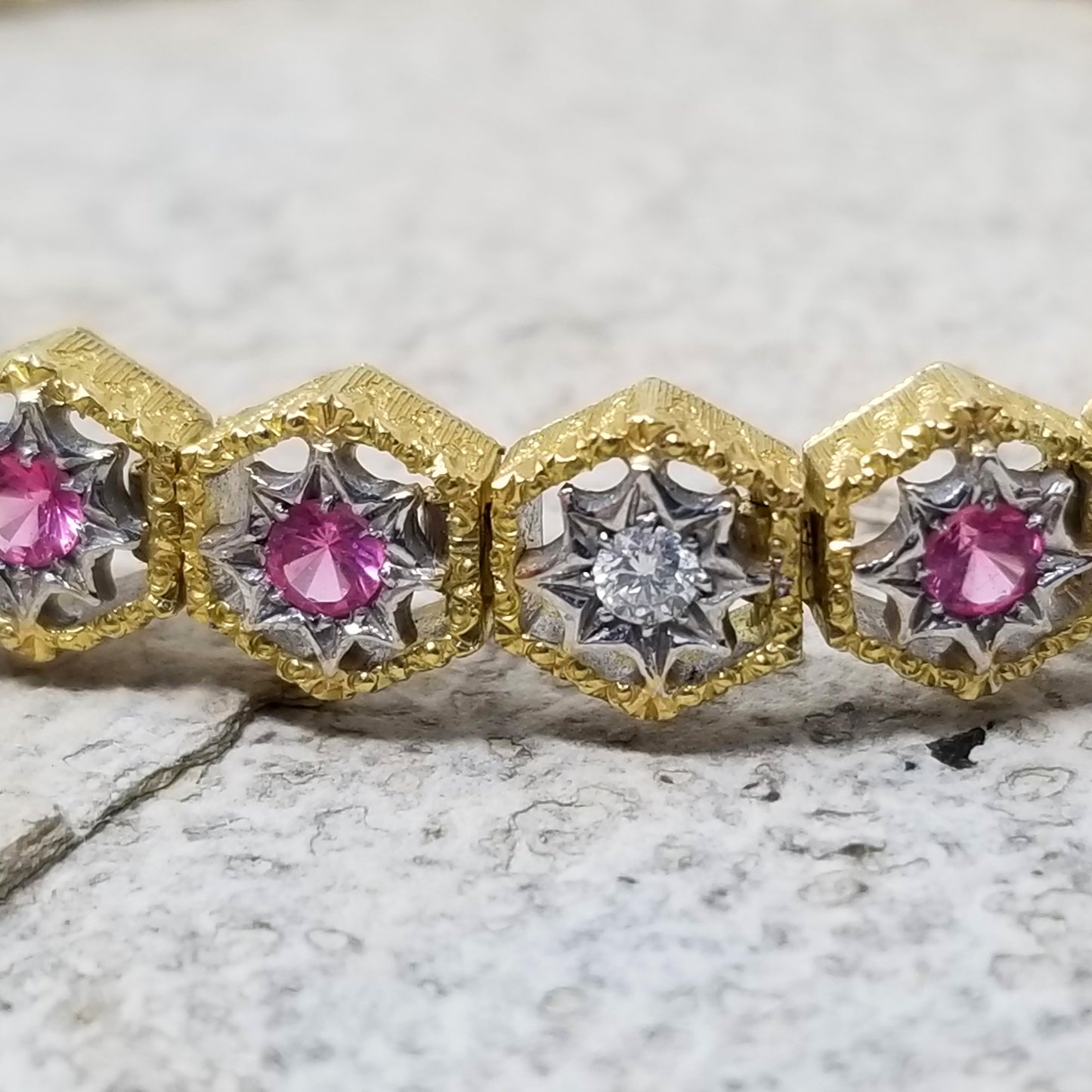 Mahenge Spinel & Diamond 18kt Honeycomb Bracelet