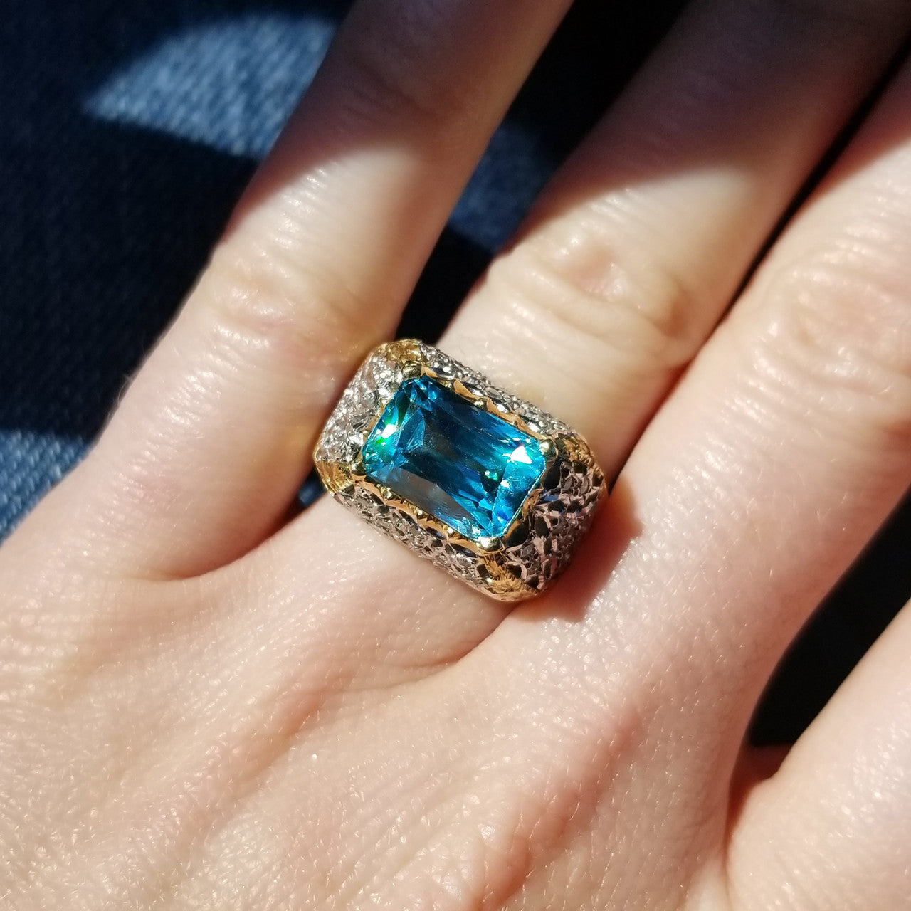 Cambodian Blue Zircon Aria Ring
