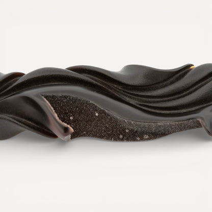 Black Chalcedony and druse carving by Steve Walters, set in an 18kt brooch pendant by ART Guyon for Cynthia Scott Jewelry.