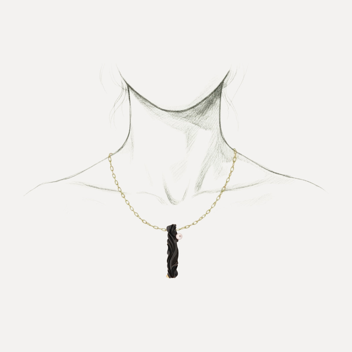 Black Chalcedony and druse carving by Steve Walters, set in an 18kt brooch pendant by ART Guyon for Cynthia Scott Jewelry.