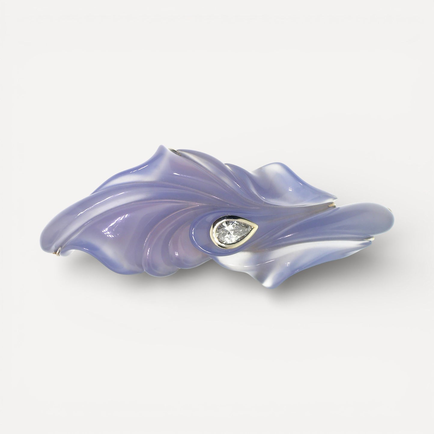 South Sea Pearl & Steve Walters Carved Blue Chalcedony 18kt Pendant Enhancer & Brooch Pin made in USA for Cynthia Scott Jewelry