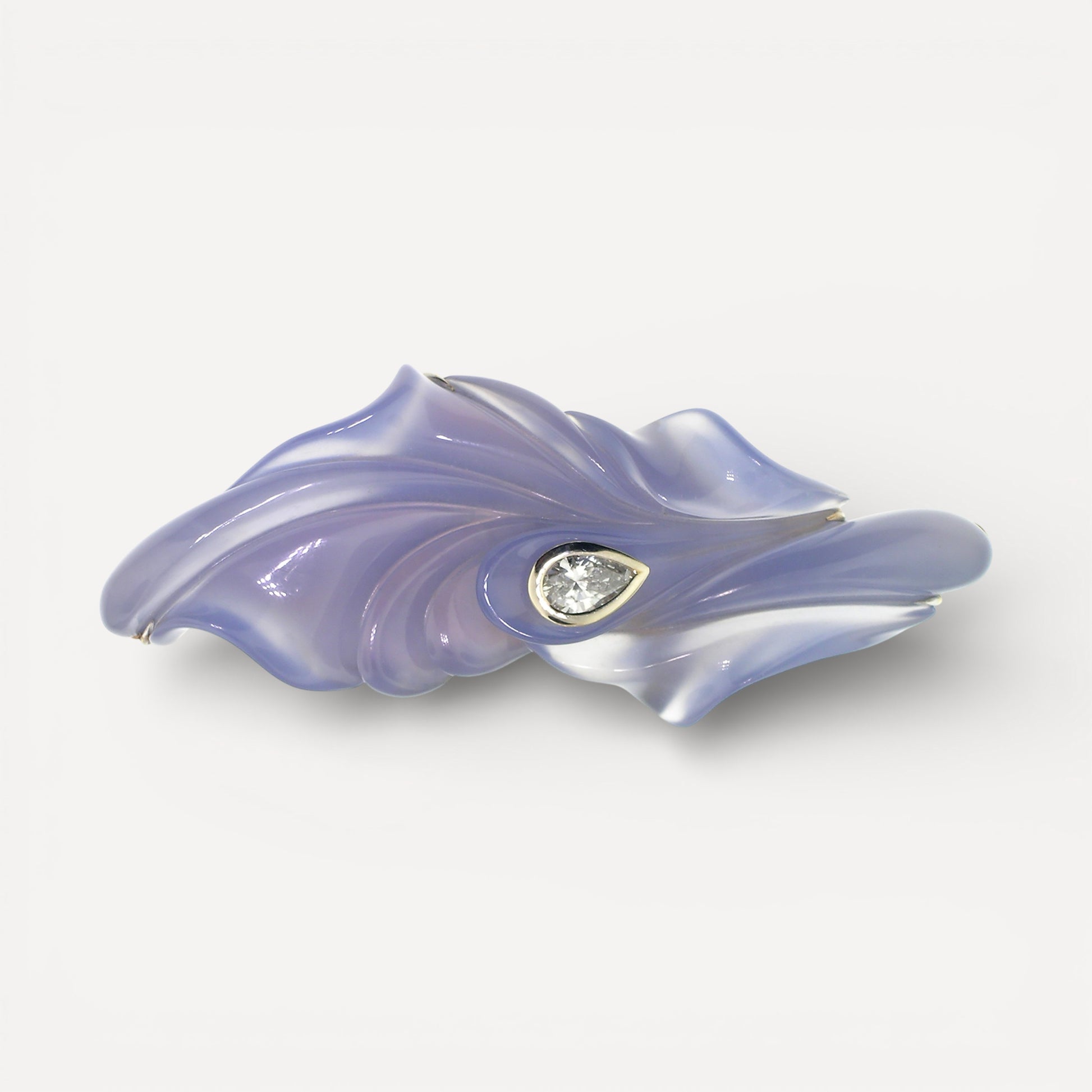 South Sea Pearl & Steve Walters Carved Blue Chalcedony 18kt Pendant Enhancer & Brooch Pin made in USA for Cynthia Scott Jewelry