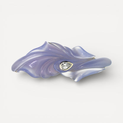 South Sea Pearl & Steve Walters Carved Blue Chalcedony 18kt Pendant Enhancer & Brooch Pin made in USA for Cynthia Scott Jewelry