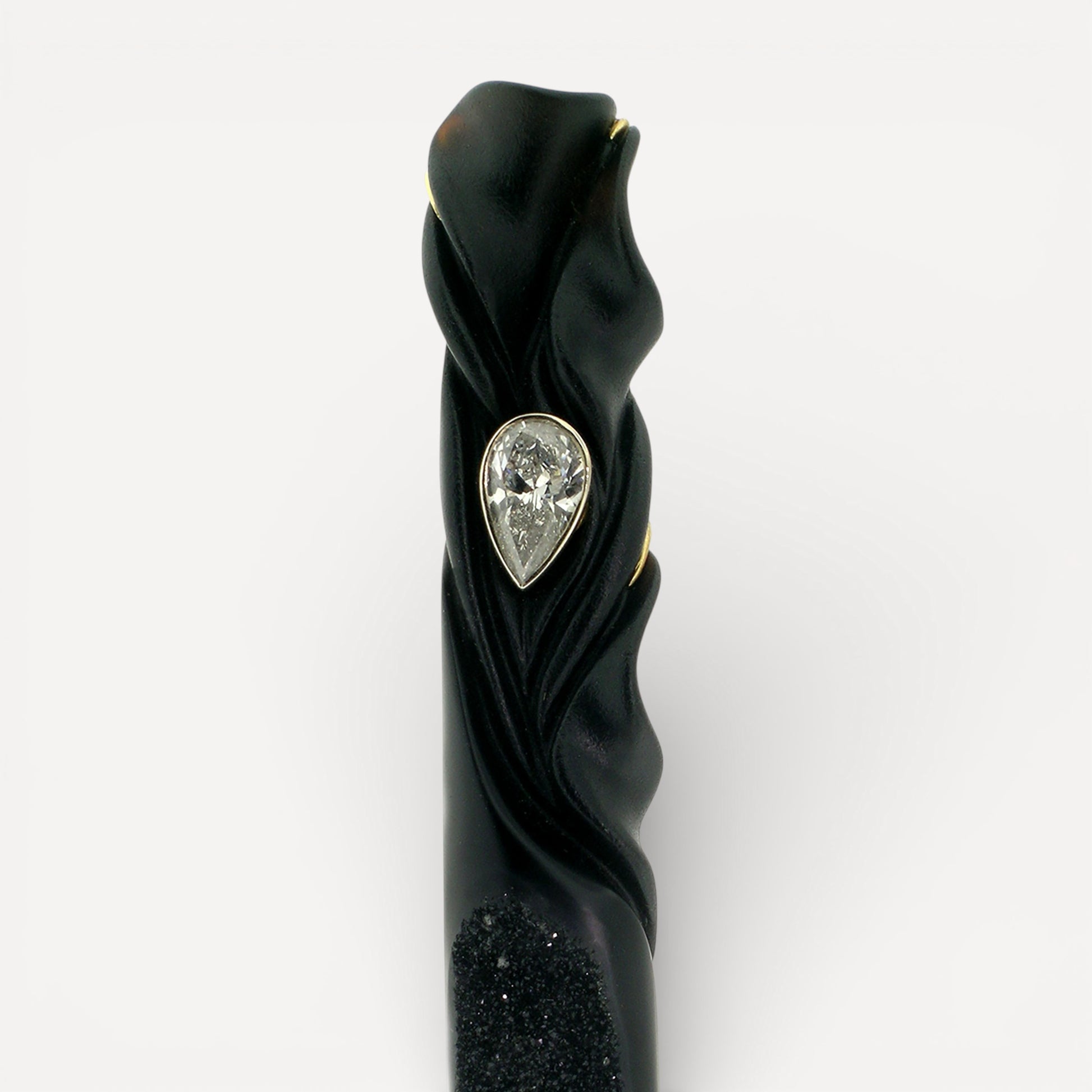 Steve Walters Carved Chalcedony and Diamond 18kt Pendant & Brooch made in USA by ART Guyon for Cynthia Scott Jewelry