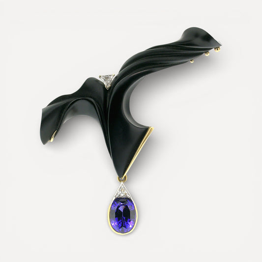Chalcedony & Tanzanite Wearable Sculpture