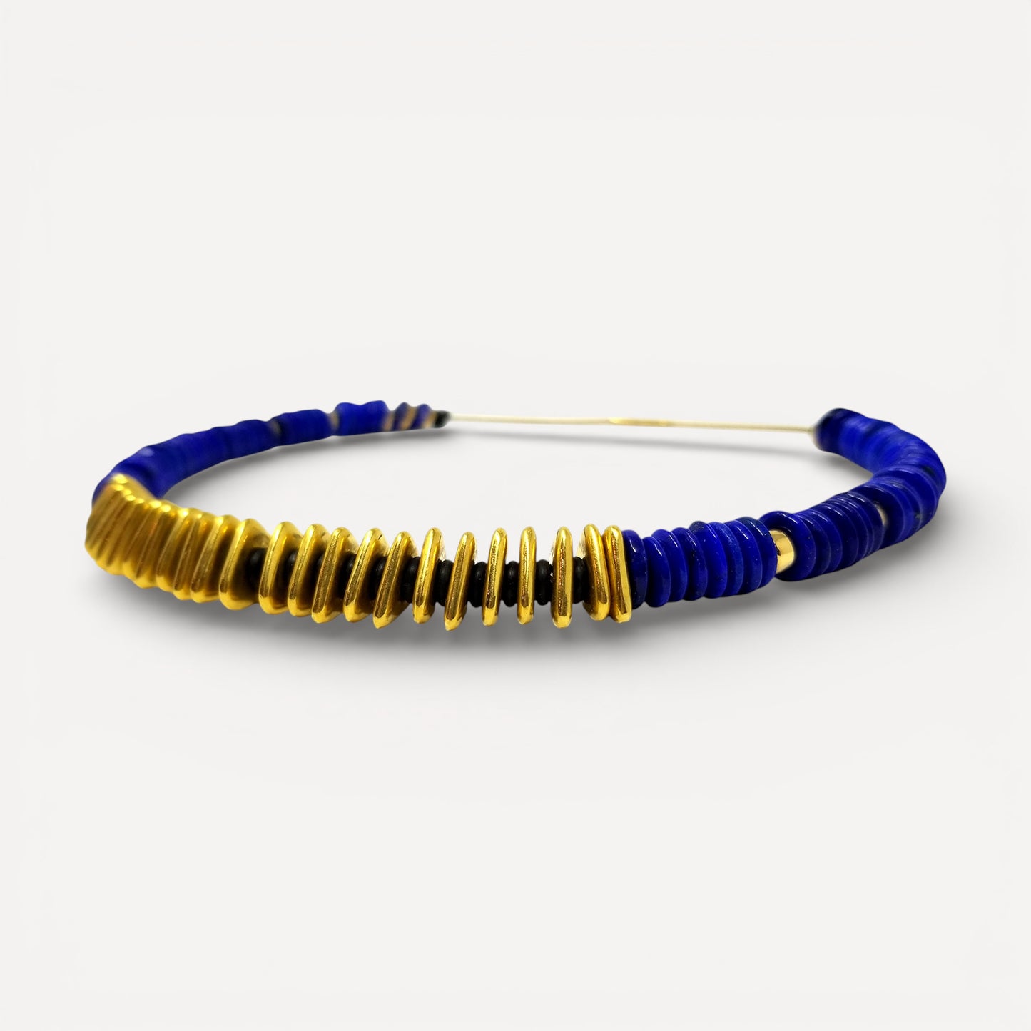 Lapis, 18kt, and 20kt Convertible Beaded Gem Necklace by ART Guyon for Cynthia Scott Jewelry.