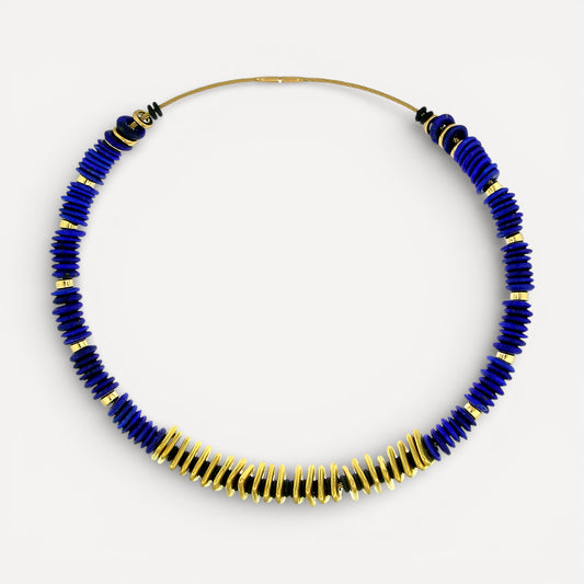 Lapis, 18kt, and 20kt Convertible Beaded Gem Necklace by ART Guyon for Cynthia Scott Jewelry.