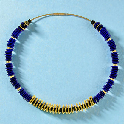 Lapis, 18kt, and 20kt Convertible Beaded Gem Necklace by ART Guyon for Cynthia Scott Jewelry.
