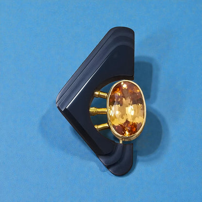 Grossular Garnet & Steve Walters Carved Chalcedony 18kt Pendant Enhancer & Brooch Pin made in USA for Cynthia Scott Jewelry