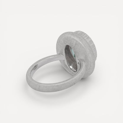 Aquamarine 18kt Bianca Florentine Engraved Ring made in Florence, Italy by Cynthia Scott Jewelry