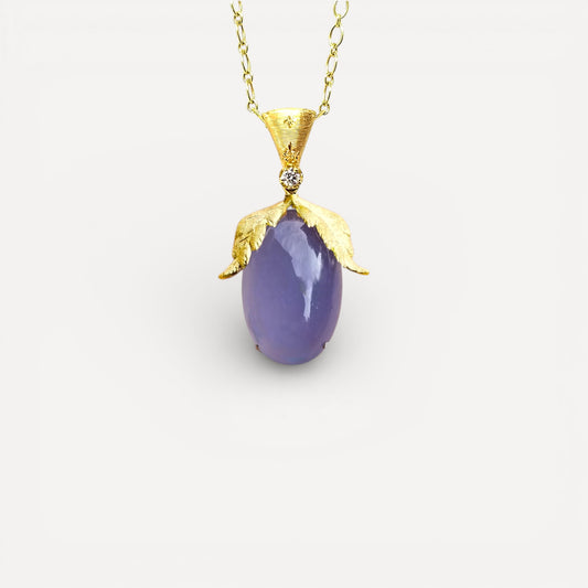 Chalcedony & 18kt Sylvia Pendant Florentine engraved in Florence, Italy by Cynthia Scott Jewelry