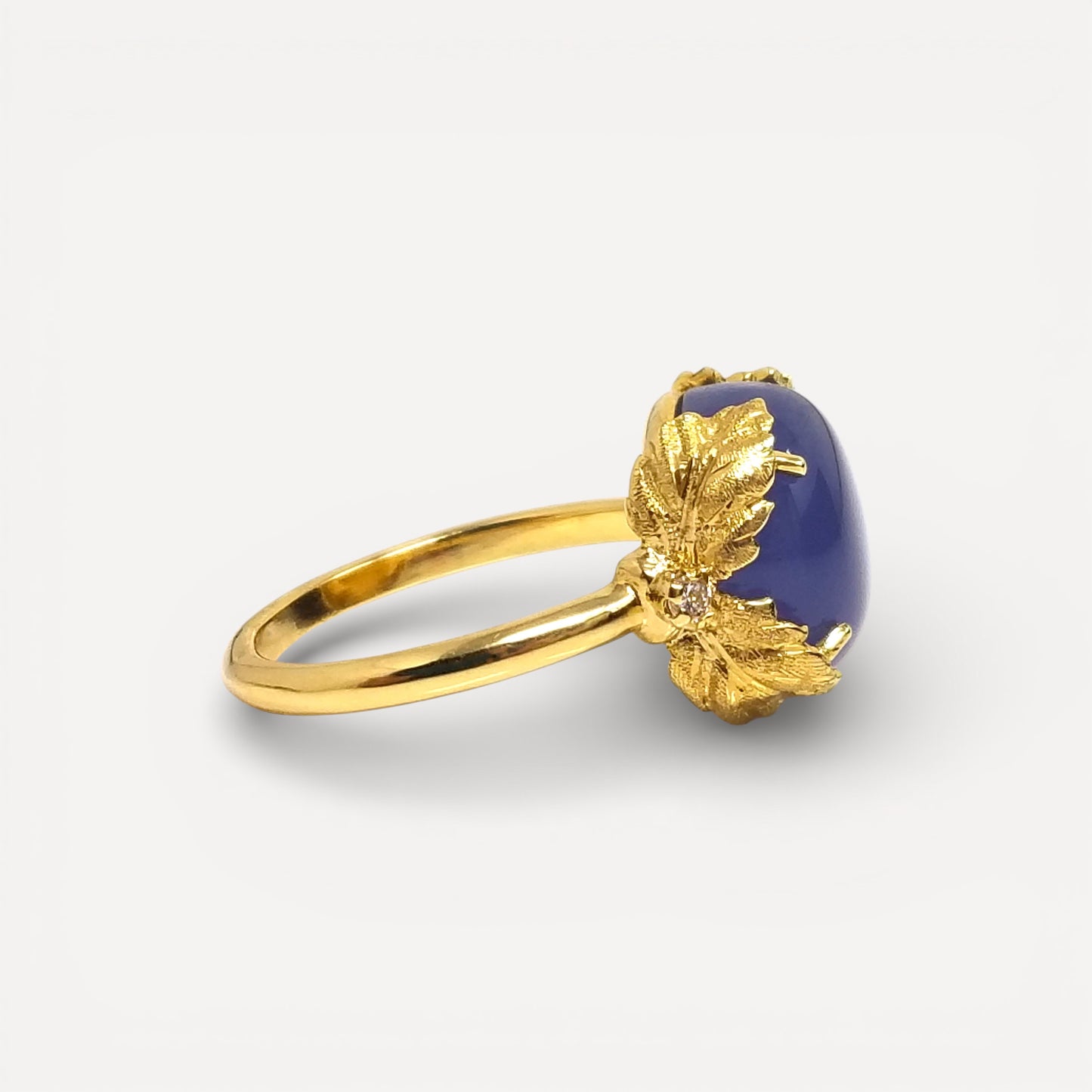 Chalcedony in 18kt Sylvia Florentine Engraved Ring made in Florence, Italy by Cynthia Scott Jewelry.